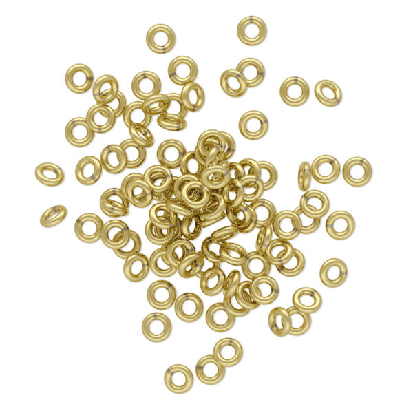 Jump ring, brass, 3mm soldered round, 1.5mm inside diameter, 20 gauge. Sold per pkg of 100. image number 0