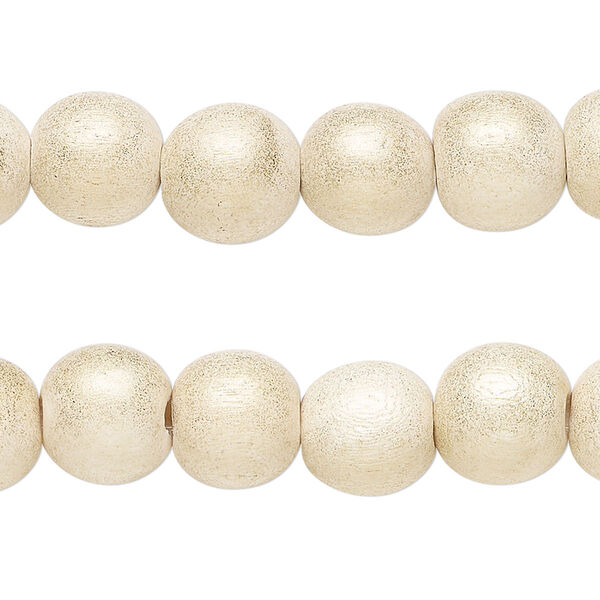 Taiwanese cheesewood 1pkg2, hand-cut painted round bead 15.5-16 inch gold cream 10mm image number 0