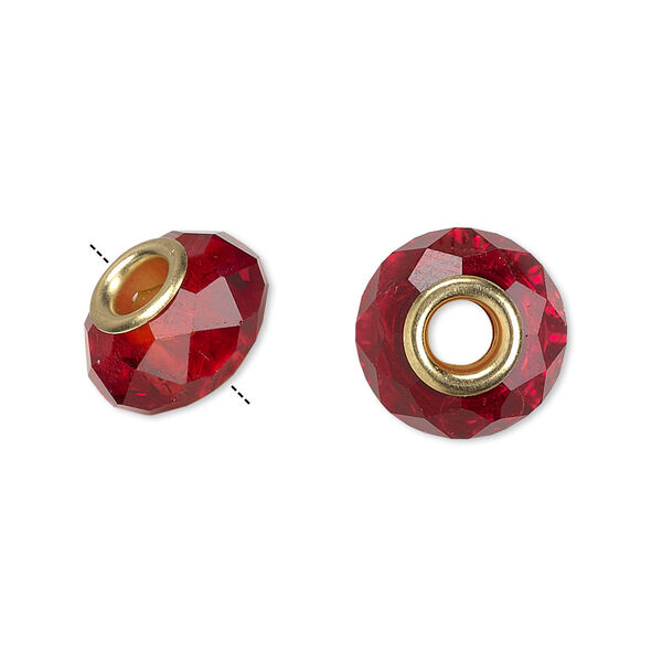 Bead 10pk 32 facets red gold finish, Celestial Crystal® Dione® 14x9mm rondelle image number 0