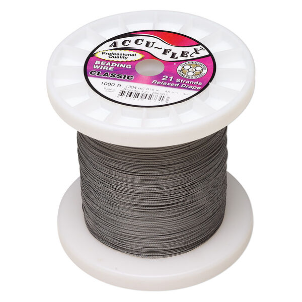 Beading wire, Accu-Flex®, nylon and stainless steel, clear, 21 strand, 0.019-inch diameter. Sold per 1,000-foot spool. image number 0