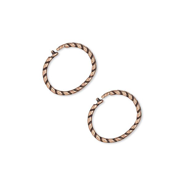 Loop Lock™, JBB Findings, antique copper-plated brass, 12mm twisted round. Sold per pkg of 2. image number 0