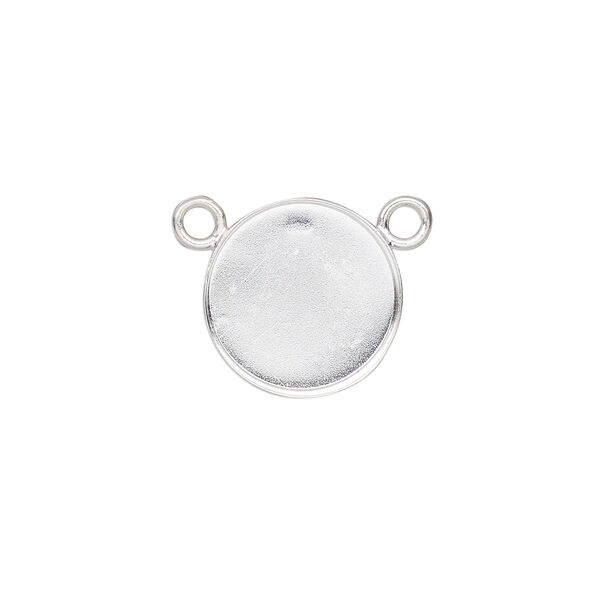 Connector, Almost Instant Jewelry®, fine silver, 15mm closed-back round with 14mm round bezel setting. Sold individually. image number 0