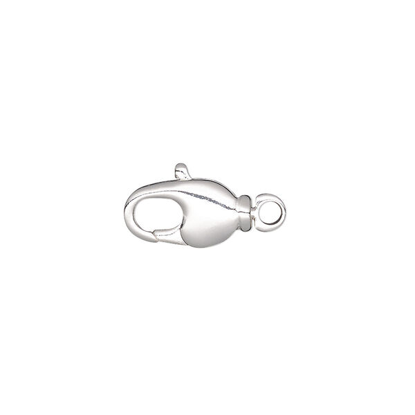 Clasp, lobster claw, silver-plated brass, 13.5x7mm with swivel. Sold per pkg of 2. image number 0