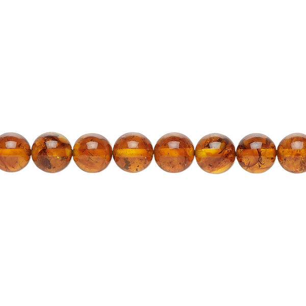 Bead, amber and resin (assembled), 6mm round, Mohs hardness 2 to 2-1/2. Sold per 15-1/2" to 16" strand. image number 0