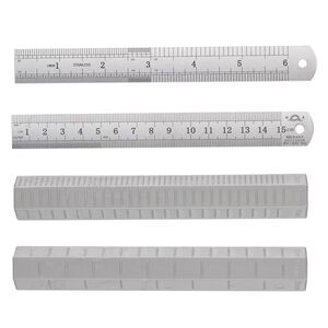 Ruler and roller set, plastic and stainless steel, silver and grey, 6-1/4 x 1-inch hexagon roller and 6-inch ruler. Sold per set.