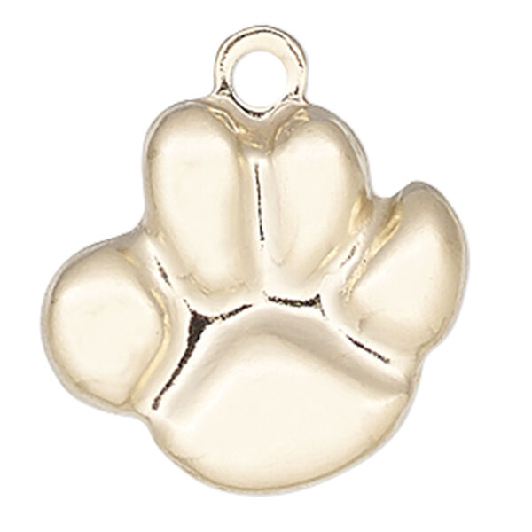 Charm, 14Kt gold-filled, 11x10mm single-sided dog paw. Sold individually. image number 0