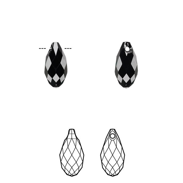 Briolette 144pk jet, Swarovski® 11x5.5mm pendant drop 6010 image number 0