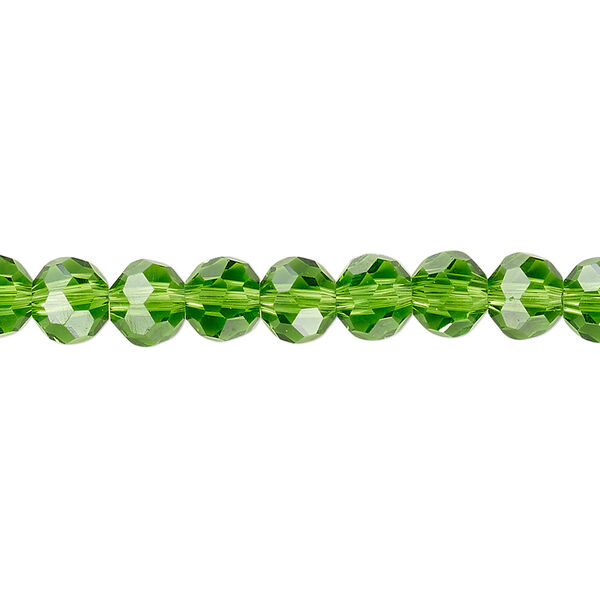 Bead 1pk 32 facets transparent green, Celestial Crystal® 6mm round 15.5-16 inch image number 0