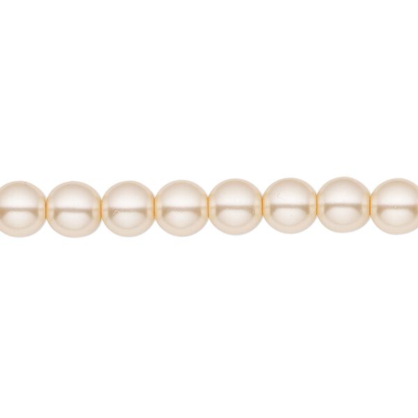 Bead, Czech pearl-coated glass druk, opaque champagne, 6mm round. Sold per 15-1/2" to 16" strand. image number 0