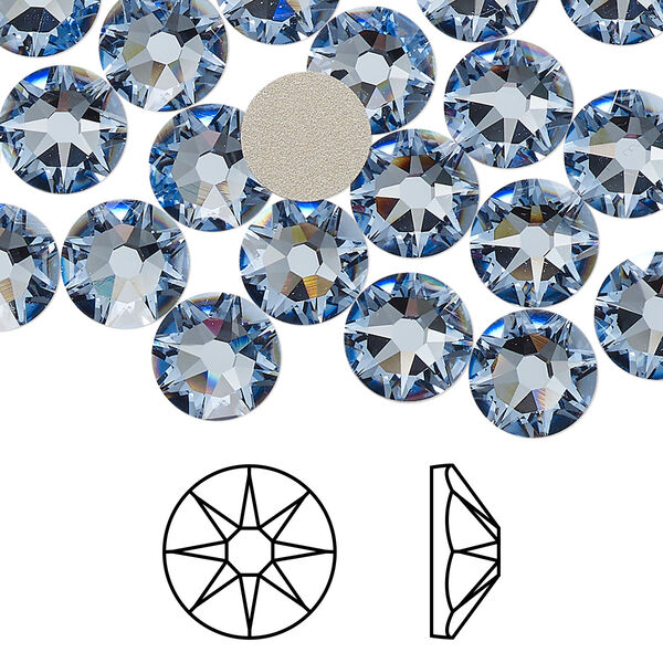 Flat back 144pk light sapphire foil back, Swarovski® 8.412-8.672mm rose round SS40 2088 image number 0