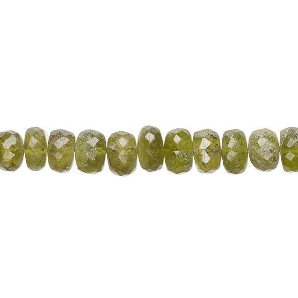 Grossularite garnet 1pkg1, hand-cut faceted rondelle bead natural 9 inch 6x3mm-7x5mm image number 0