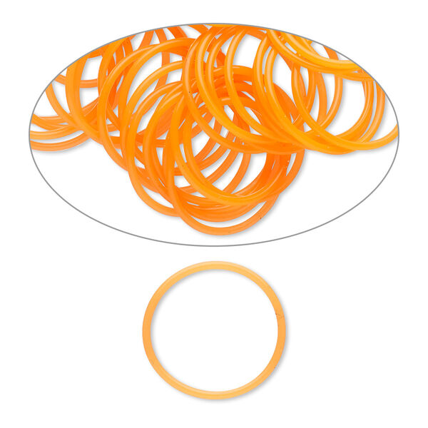 Component, Oh! Ring™, silicone, orange, 25mm round. Sold per pkg of 50. image number 0