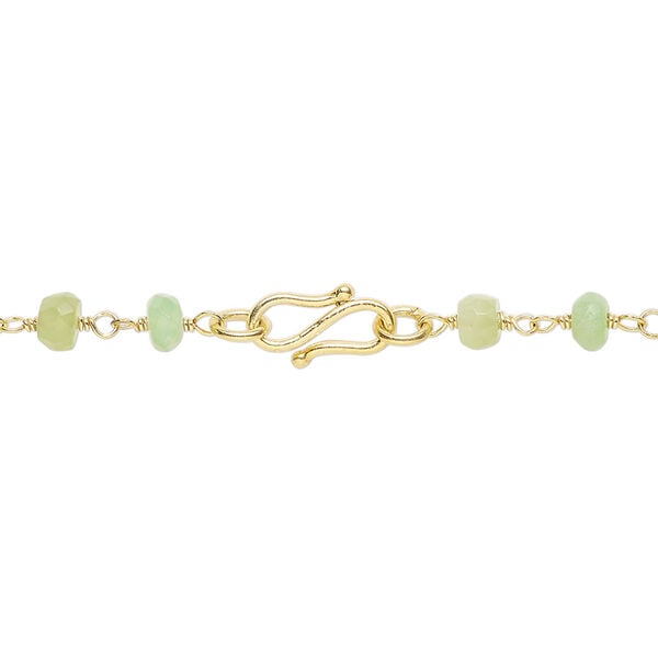 Necklace, chrysoprase (natural) and gold-finished sterling silver, 3.5-4mm hand-cut faceted rondelle, 18 inches with S-hook clasp. Sold individually. image number 1