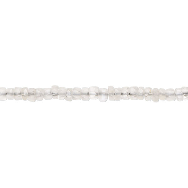 Bead, grey moonstone (natural), light, 3x1mm-4x3mm hand-cut faceted rondelle with 0.4-1.4mm hole, B grade, Mohs hardness 6 to 6-1/2. Sold per 15-inch strand, approximately 200 beads. image number 0