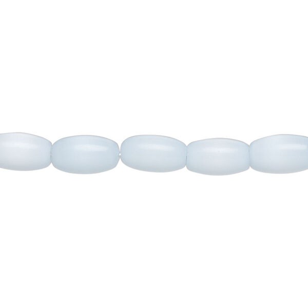 Bead, fiber optic glass, pkg/14 inch, opaque pale blue, 10x6mm center-drilled oval. image number 0