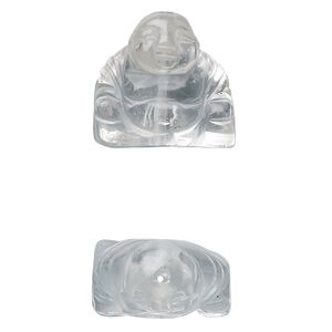 Quartz crystal 1pkg1, hand-cut carved Buddha bead natural 19x18mm