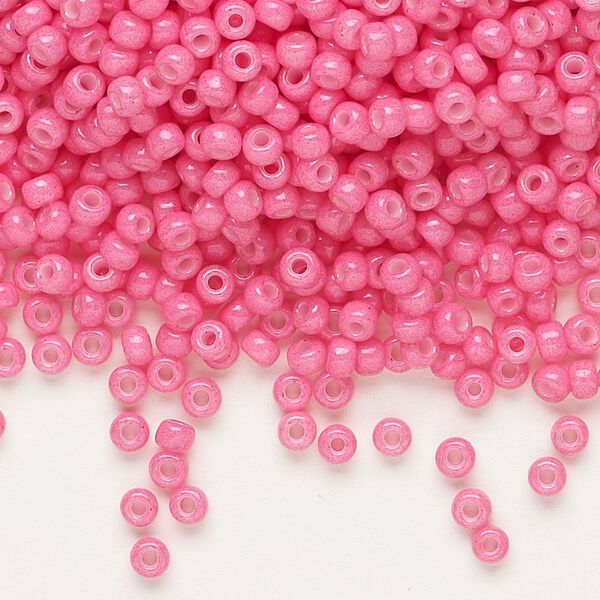 Seed bead, Miyuki, glass, pkg/50g, #8 rocaille, opaque outside dyed carnation pink, (RR-1371). image number 0