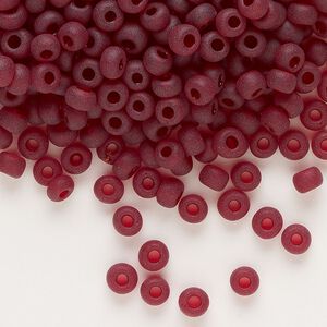 Seed bead, glass, pkg/50g, #6 round, transparent matte garnet.