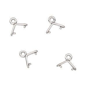 Bail, ice-pick, JBB Findings, antiqued sterling silver, 6x3mm y-shape, 4mm grip length. Sold per pkg of 4.