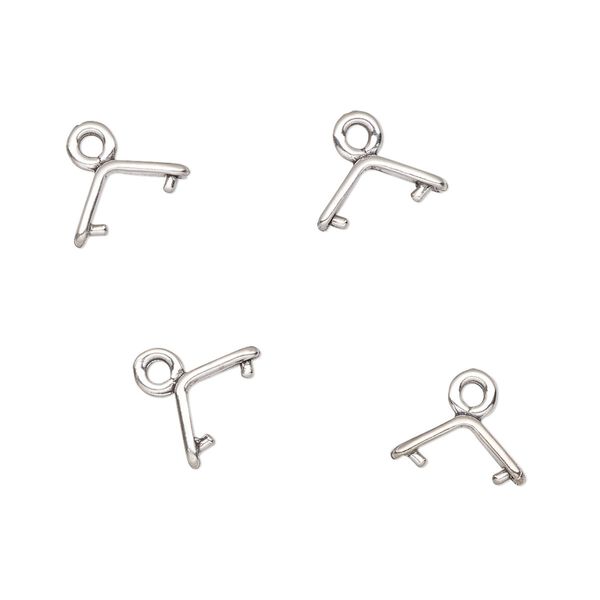 Bail, ice-pick, JBB Findings, antiqued sterling silver, 6x3mm y-shape, 4mm grip length. Sold per pkg of 4. image number 0
