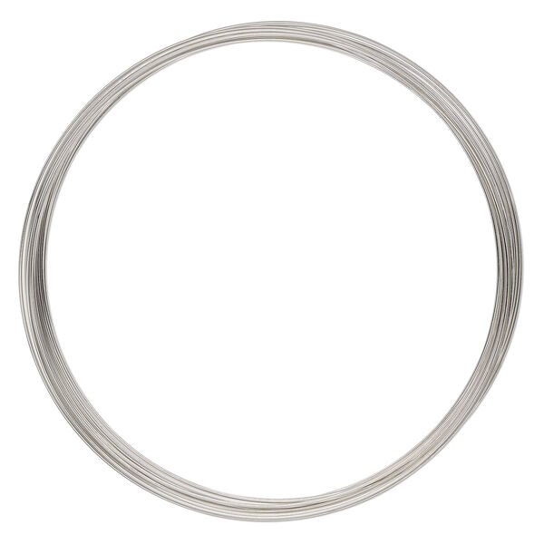 Memory wire, imitation rhodium-plated high carbon steel, 3-5/8 inch necklace, 0.7mm thick. Sold per pkg of 12 loops. image number 0