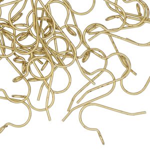 Ear wire fishhook 1pkg100 antique gold-plated, 12.5mm / perpendicular open loop, 21 gauge brass 50 pair