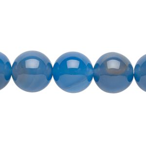Blue agate 1pkg1, round bead 15.5-16 inch 12mm