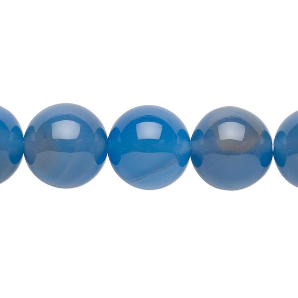 Blue agate 1pkg1, round bead 15.5-16 inch 12mm image number 0