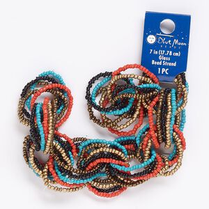 Seed bead mix, glass, pkg/(55)1inch, #11 round, mixed colors.