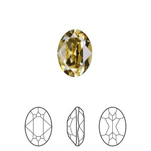 Fancy stone 1pk dark jonquil foil back, Crystal Passions® Regenerated 14x10mm oval 4120