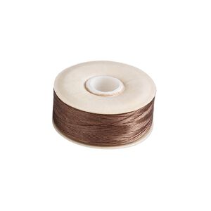 Thread, Nymo®, nylon, brown, size O. Sold per 90-yard bobbin.