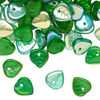 Bead 1pkg100 Czech pressed glass, emerald green AB, 9x8.5mm top-drilled leaf. image number 0