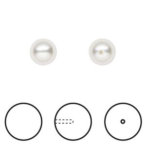 Pearl 250pk moonlight, Swarovski® 8mm half-drilled round 5818