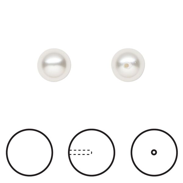Pearl 250pk moonlight, Swarovski® 8mm half-drilled round 5818 image number 0