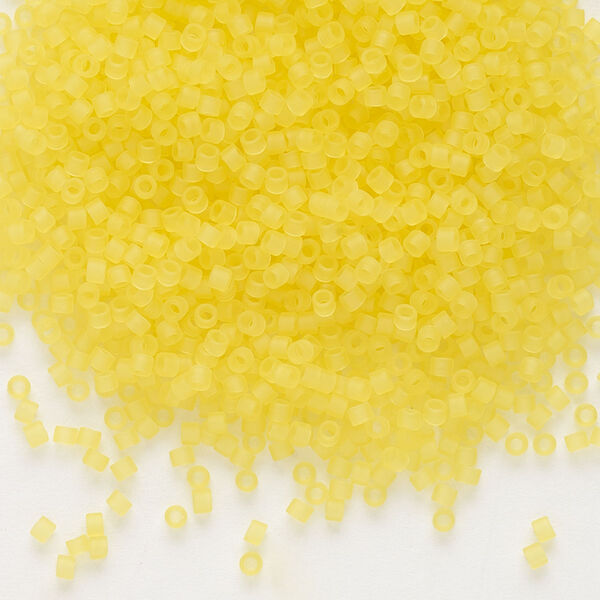 Seed bead, Delica®, glass, pkg/7.5g, #11 round, translucent matte yellow (DB-0743). image number 0