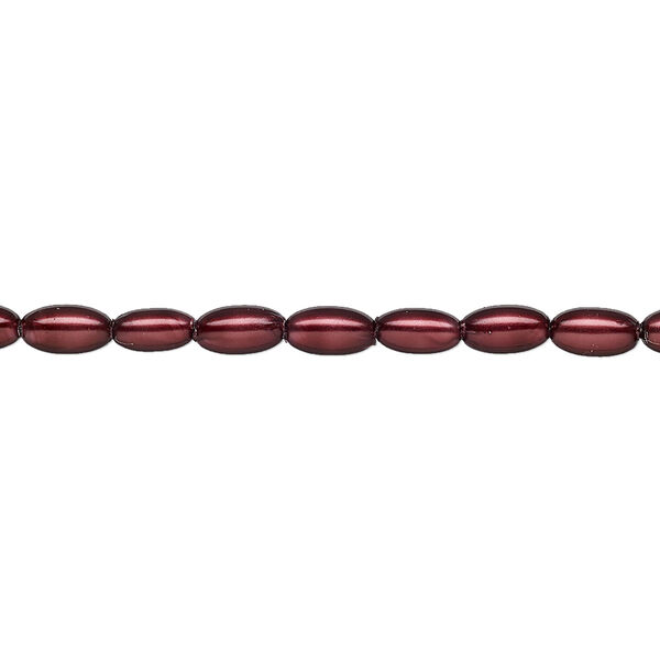 Pearl 1pk bordeaux, Celestial Crystal® 6x3.5mm rice 15.5-16 inch image number 0