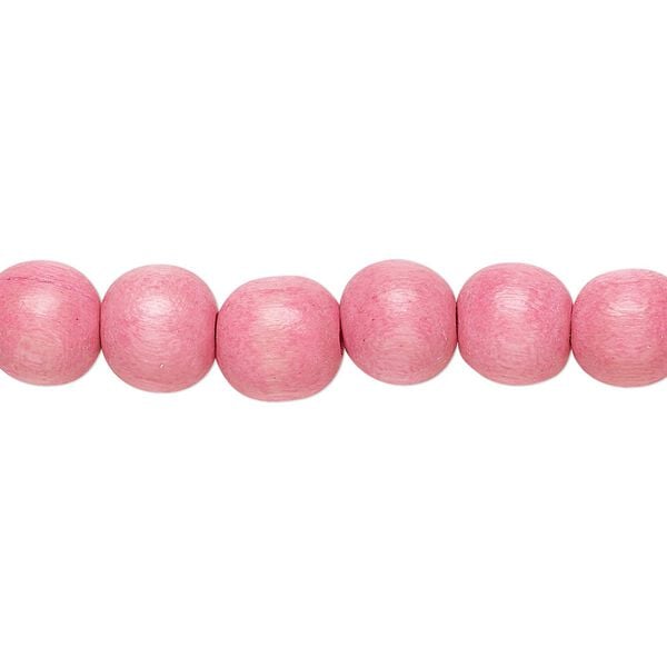 Bead 1pkg1, Taiwanese cheesewood (dyed / waxed), light pink, 7-8mm round, 15-1/2 to 16 inches. image number 0