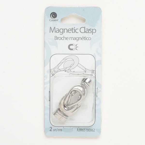 Clasp magnetic 1pkg2, 25x13mm reef knot, antique silver-finished brass 1-strand image number 0