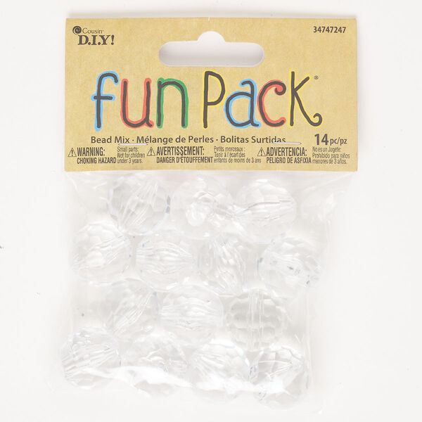Acrylic 1pkg14, faceted round bead clear 20mm image number 0