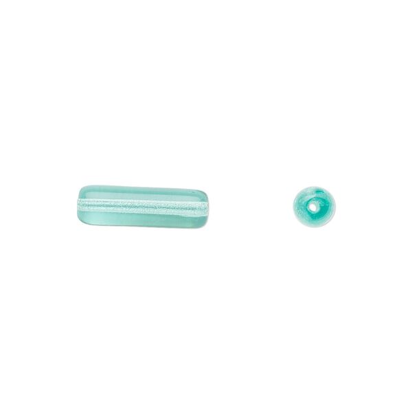 Bead, Czech pressed glass, light aqua, 14x4.5mm tube. Sold per 15-1/2" to 16" strand, approximately 30 beads. image number 0