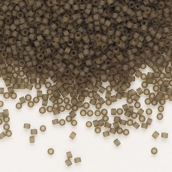 Seed bead, Delica®, glass, pkg/50g, #11 round, translucent matte glazed luster smoky quartz (DB-0384-1). image number 0