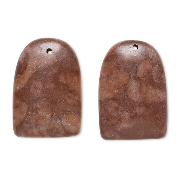 Brown zebra stone 1pkg2, flat-sided shield flat back drop natural 24x17mm-26x18mm image number 0