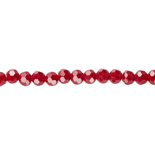 Bead 1pk 32 facets opaque red, Celestial Crystal® 4mm round 15.5-16 inch image number 0
