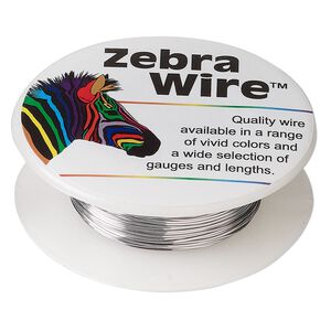 Wire, Zebra Wire™, color-coated copper, titanium, round, 24 gauge. Sold per 20-yard spool.
