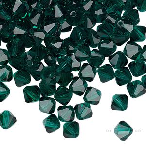 Bead 144pk emerald, Preciosa Czech crystal 6mm bicone
