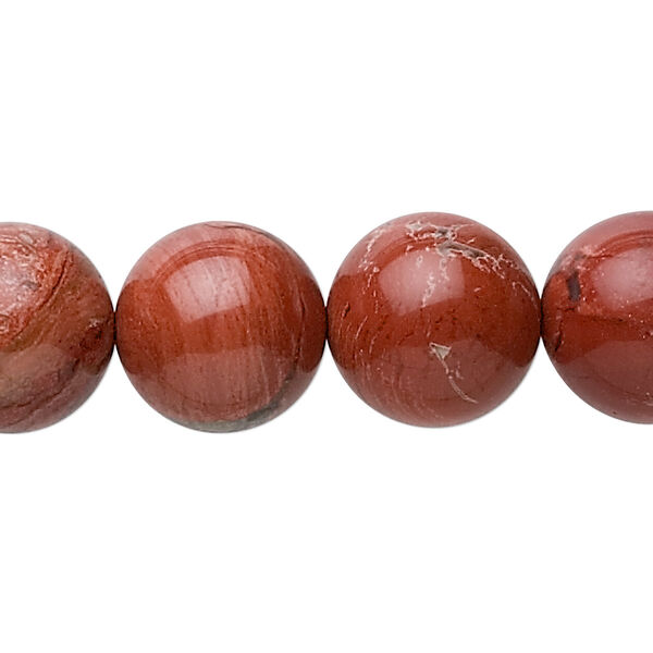 Bead, red jasper (natural), 14mm round, B grade, Mohs hardness 6-1/2 to 7. Sold per 15-1/2" to 16" strand. image number 0