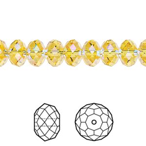 Bead 12pk light topaz shimmer 2X, Crystal Passions® 8x6mm rondelle 5040