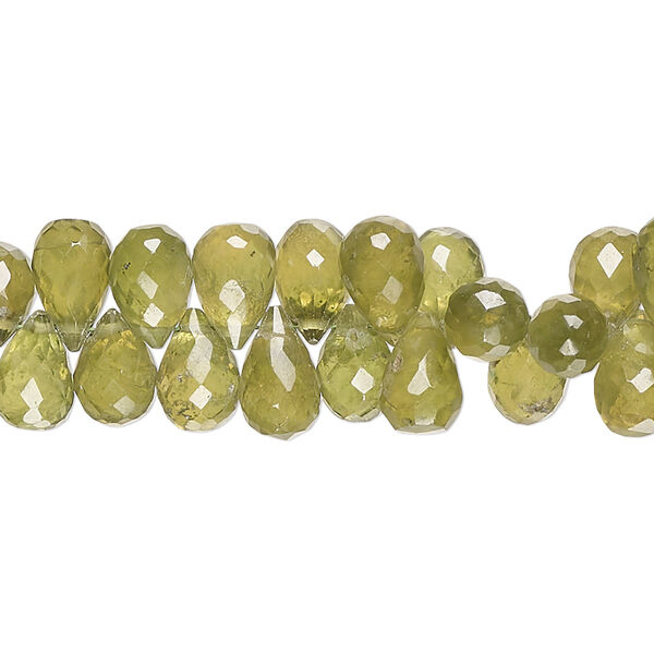 Bead, vesuvianite (natural), 7x5mm-9x7mm hand-cut top-drilled faceted teardrop, B- grade, Mohs hardness 6-1/2. Sold per 8-inch strand, approximately 80 beads. image number 0