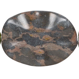Multi-gemstone 1pkg1, wavy oval bead natural, 14 inch 39x29mm-42x33mm