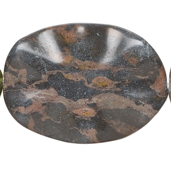 Multi-gemstone 1pkg1, wavy oval bead natural, 14 inch 39x29mm-42x33mm image number 0